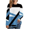 thumbnail image 1 of FAIWAD Women's Long Sleeve Tunic Tops Round Neck Color Block Plus Size Comfy Pullover Tops, 1 of 5
