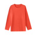 thumbnail image 2 of MDUKONU Women's Basic Long Sleeve T Shirts, Crewneck Slim Fit Spandex Tops, Plain Layer Underscrub Tees Orange XL, 2 of 2