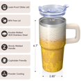 thumbnail image 3 of Double Wall 20oz Textured Handle Tumbler, Stainless Steel Insulated Travel Coffee Mug, Geometric Design Leak Proof Straw Lid, 3 of 5