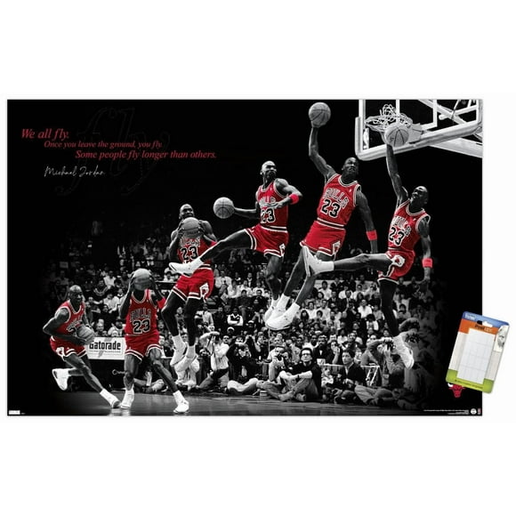 Michael Jordan - Fly 14.725" x 22.375" Wall Poster with Poster Mounts, by Trends International
