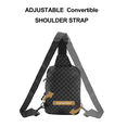 thumbnail image 3 of Bolso Bandolera De Cuero Impermeable Con Estampado De Cuadro Belug, Gris NEGRO, 3 of 5