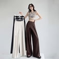 thumbnail image 2 of Pants for Women with Zipper Pockets Women Casual Trouser Belted High Waist Pants Ladies Party Casual Trousers Travel Yoga Summer Clothes Boot Cut Beaded Counterparts Khaki XL, 2 of 4