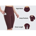 thumbnail image 4 of Sociala Knee Length High Waisted Bike Shorts for Womens Tummy Control Shorts With Side Pockets Workout Athletic Running Shorts, 4 of 6