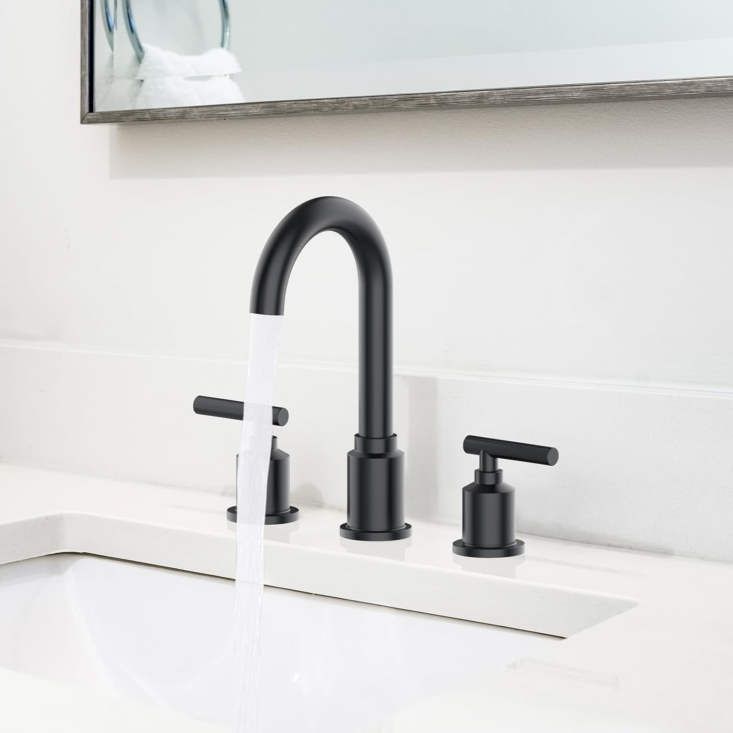 AOILE Widespread Bathroom Faucet - 8-Inch 3-Hole Sink Faucet with Stainless Steel Pop-Up Drain