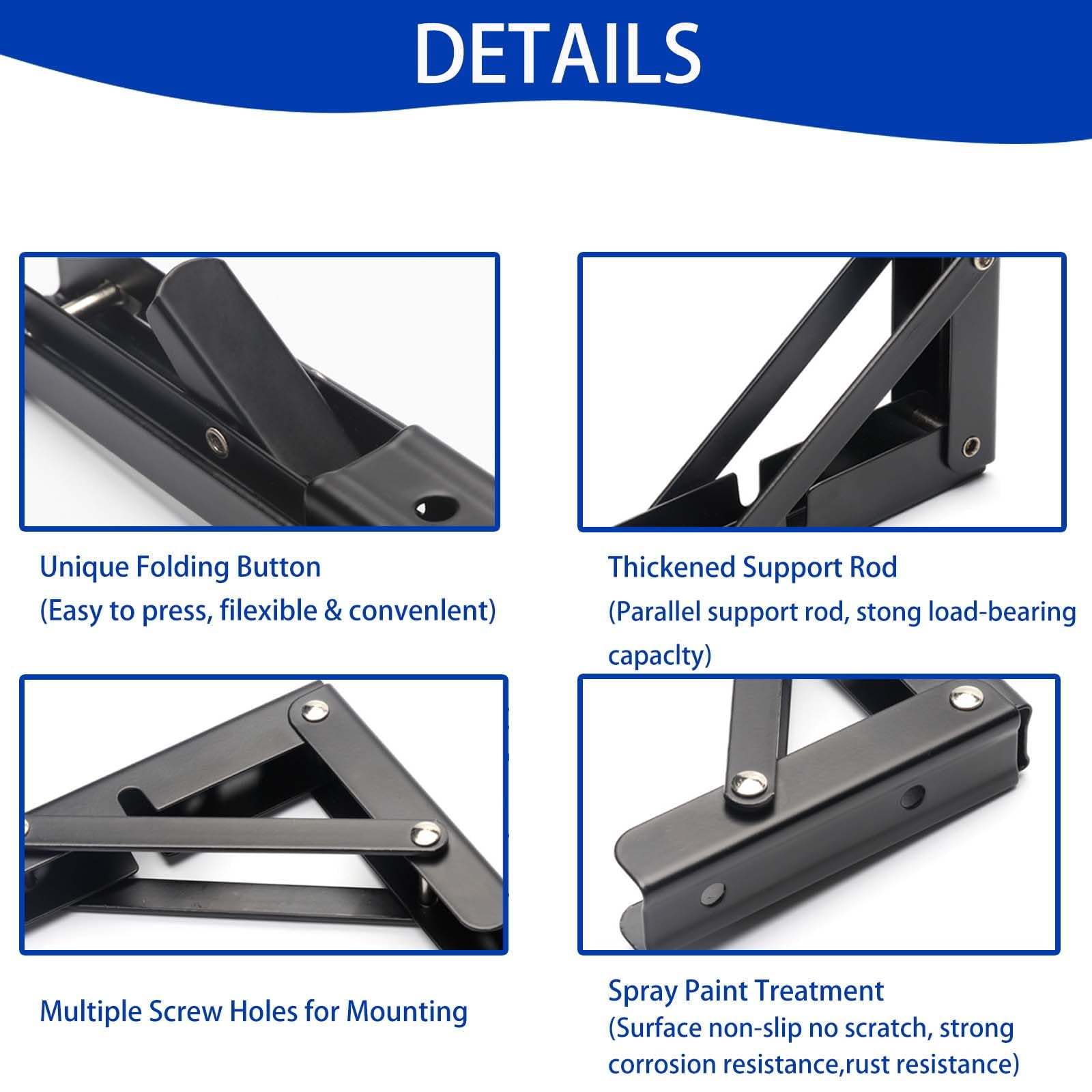 18 Inch Heavy Duty Folding Shelf Brackets, 2 Pack DIY Wall Mounted Shelf Bracket for Fold Down Table, Stainless Steel Folding Table Hinge Space Saving (18 inches)