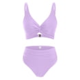 thumbnail image 4 of QURATI Swimwear Women Swimsuit 3D Flower One Shoulder Bathing Suit Padded Monokini Purple XL, 4 of 5