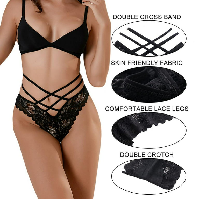 Thong Women Underwear Sexy Lingerie Panties G-string Double Strap Lace Low  Waist