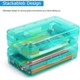 thumbnail image 4 of LAICAIW 1 Pack Plastic Pencil Box Large Capacity Pencil Boxes Clear Boxes with Snap-tight Lid Stackable Design and Stylish Office Supplies Storage Organizer Box, Light Green, TK0717-02, 4 of 7