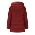 thumbnail image 6 of Women's Mid-Length Hooded Cotton Jacket, Fleece Lined Thickened Winter Coat with Full Zip, Warm Quilted Outerwear, Knee-Length Puffer Style Parka for Women, Comfortable Casual Long Coat Red XXL, 6 of 8