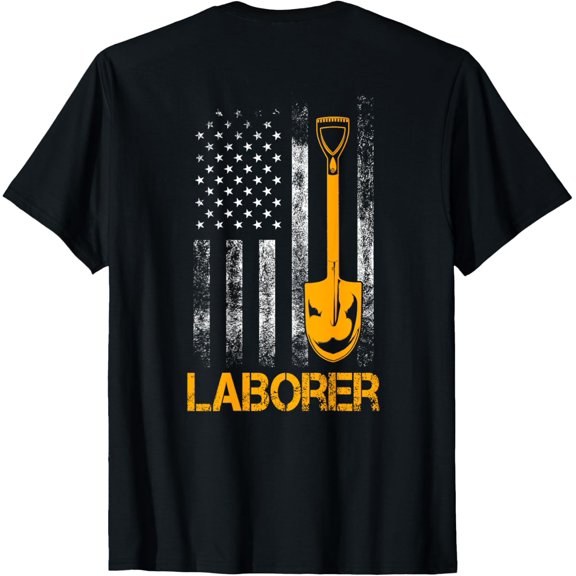 Laborer Union Labor Worker Design On Back Of Clothing T-ShirtMen and women, Black T-shirt, size: Extra large