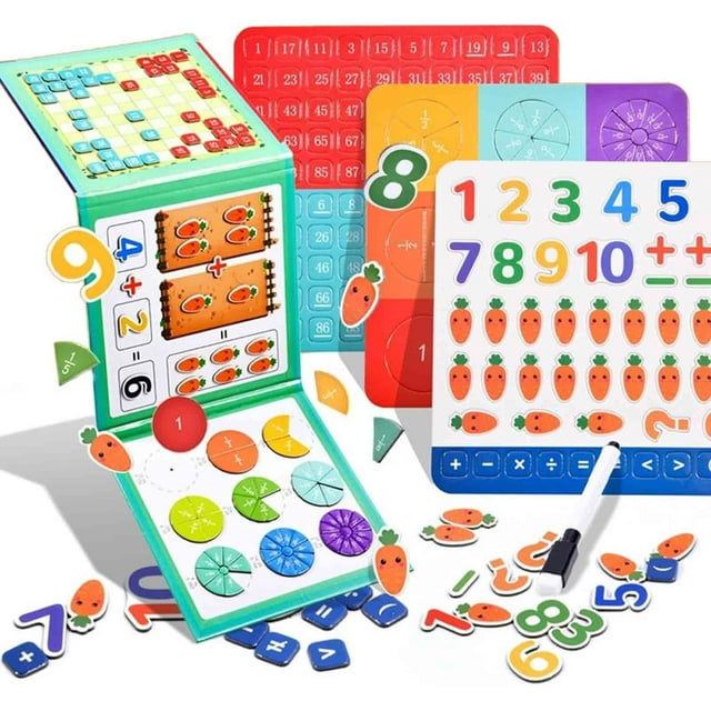 Qocolhg Magnetic Fraction Disc Demonstrator Elementary School Math Teaching Denominator Numerator Decomposition Awareness Addition And Subtraction Operations Back to School Supplies on Clearance