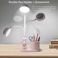 thumbnail image 4 of Lámpara de mesa recargable de 2000 mAh con proyección de estrellas y portalápices. Lámpara de noche infantil con cuello de cisne flexible y 3 niveles de protección de brillo, color rosa., 4 of 5