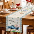 thumbnail image 5 of Happy Easter Table Runner - 60 Inch Long Spring Truck Bunny Butterfly Blue Plaid Cotton and Linen Blended Dress Scarves Farmhouse Table Runner for Kitchen Dining, Coffee Table, 13" x 60", 5 of 8