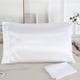 thumbnail image 2 of Funda de almohada de satén de seda sintética de lujo, protector de almohada - Tamaño Queen (EE. UU.) 20 x 30 pulgadas Blanco, 2 of 9