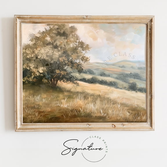 Pastoral Meadow Landscape Wall Art, Tranquil Field And Skyscape Wall Decor, Countryside Scenery, Vintage Farmhouse Decor, 601 Home Decor, 8x12 UNFRAMED