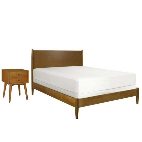 Crosley Landon 2 Piece Mid Century Modern Bedroom Set in Acorn