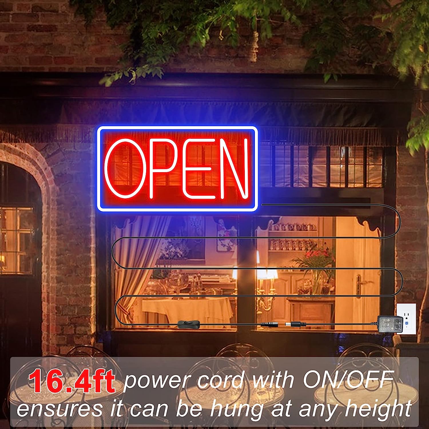 Open Sign, Neon Open Signs for Business Ultra Bright LED Open Signs 22 Inch  Electric Lighted Open Sign with ON/OFF Switch for Business Storefront Window  Glass Door Store Bar Salon Cafes Restaurant