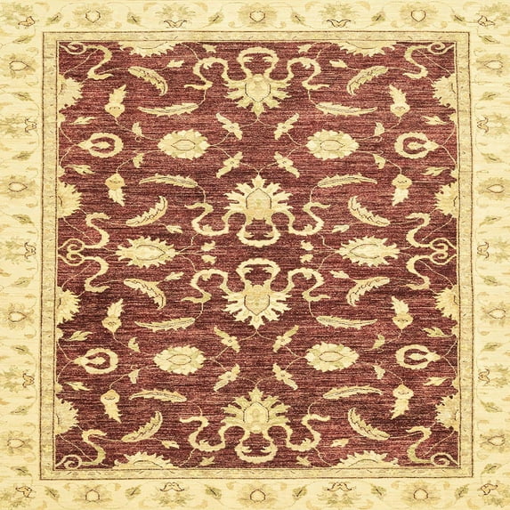 Ahgly Company Indoor Square Abstract Mustard Yellow Oriental Area Rugs, 6' Square