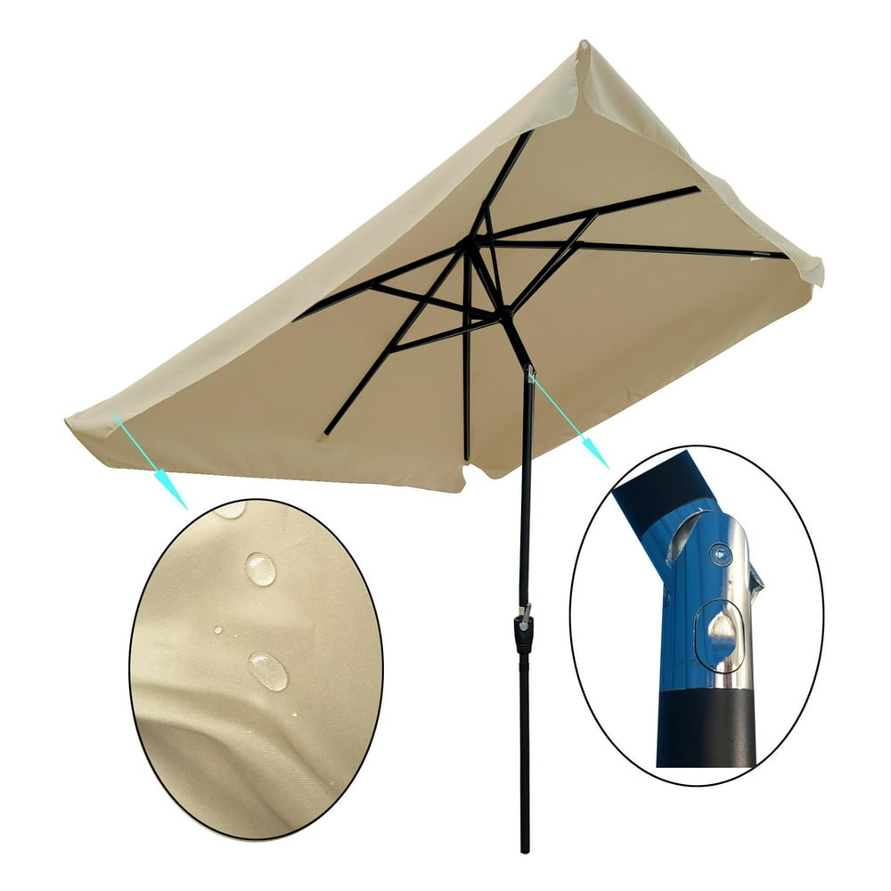 10 FT Rectangular Patio Umbrella, Patio Outdoor Beach Umbrella，HeavyDuty Wind Vents Market