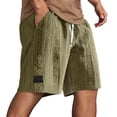 thumbnail image 2 of Mens Lounge Shorts Summer Elastic Waist Textured Relaxed Fit Straight Leg Knee Length Casual Shorts with Pockets, 2 of 6