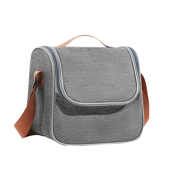 Cationic Insulated Lunch Bag 8.46x6.10x7.68in - Thermal Bento Bag with Ice Pack Pocket, Large Capacity Food Container for Office, School (Gray)​