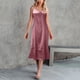 thumbnail image 2 of Gibobby Maxi Vestido De Dama Vestido liso a la moda para mujer, vestido holgado con cuello de y tirantes sin mangas, camisón para el(Rosa, M), 2 of 5