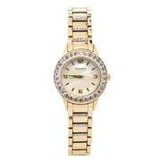 Elgin Gold Analog Watch with Rhinestone Bezel, Women's