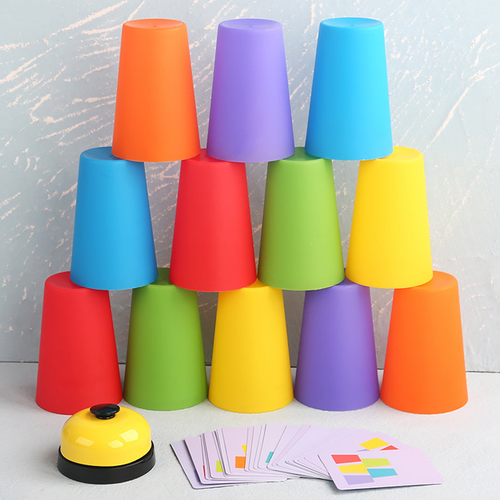 SIEYIO Stack Cups Classic Fun Family Games Quick Cups Games with 50 Picture  Cards 