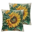 thumbnail image 2 of Nawypu Set of 2 Watercolor Sunflower Throw Pillow Cover, Eucalyptus Leaves Summer Holiday Party Cushion Case for Sofa Couch White, 2 of 6