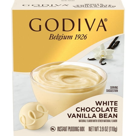 Godiva White Chocolate Vanilla Bean Instant Pudding Mix, 3.9 oz Box