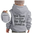 thumbnail image 3 of Teen Hoodies Trust in the Lord Hoodies Warm Long Sleeves Loose Pullover Letter Print Christian Sweatshirt Kids New Year Sweatshirts for Little Girls Boys 5-6 Years, 3 of 4