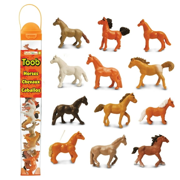 Safari Ltd. Horses TOOB - 12 Figurines Including Friesian, Stallion, Clydesdale, & more - Educational Toy Set for Boys, Girls & Kids Ages 3 