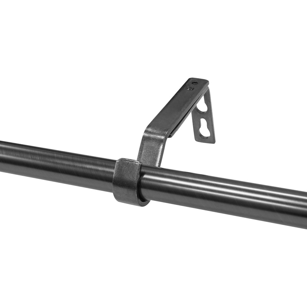 Lumi 36 in. - 66 in. Adjustable Single Curtain Rod 3/4 in. Dia. in Gunmetal with Square Cage finials