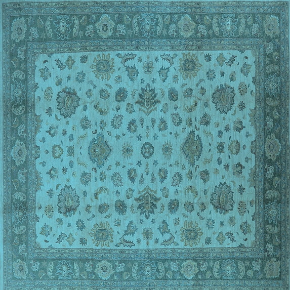 Ahgly Company Indoor Square Oriental Light Blue Industrial Area Rugs, 5' Square