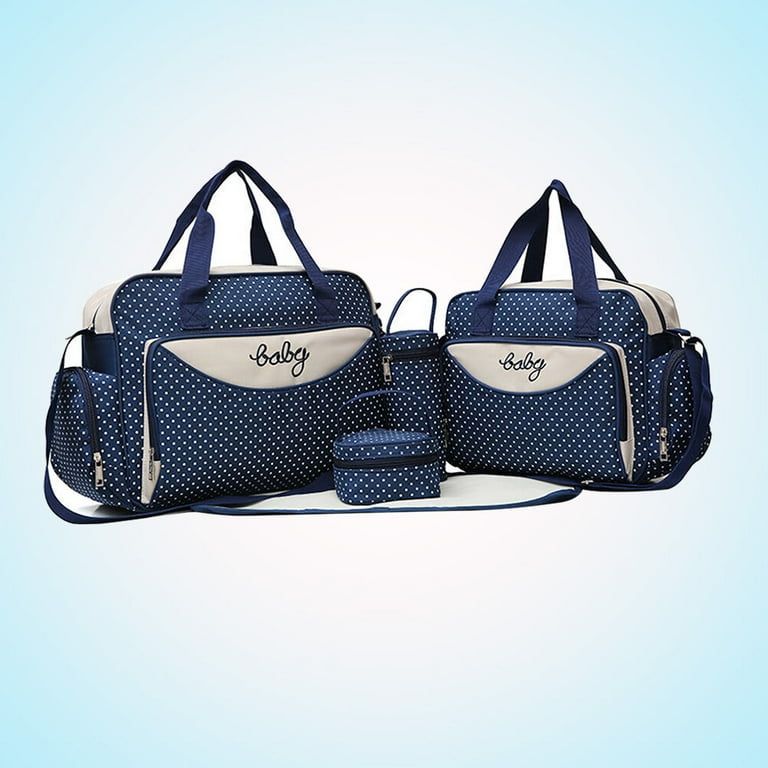 Kkewar Mommy Tote,1 Set of 5pcs Multi-function Mummy Bags Large Capacity Shoulder Bag Handbag (Blue)