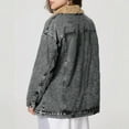 thumbnail image 4 of Women's Sherpa Fleece Denim Jakcets Casual Button Up Long-sleeved Solid Color Denim Coat Jacket, 4 of 8