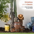 thumbnail image 5 of Alpine Corporation 26" Tall Outdoor Vintage Pump and Barrel with Cowboy Hat Fountain Yard Art Decor, 5 of 15