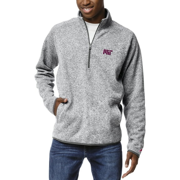 Men's League Collegiate Wear Heather Gray MIT Engineers Saranac Raglan Quarter-Zip Jacket
