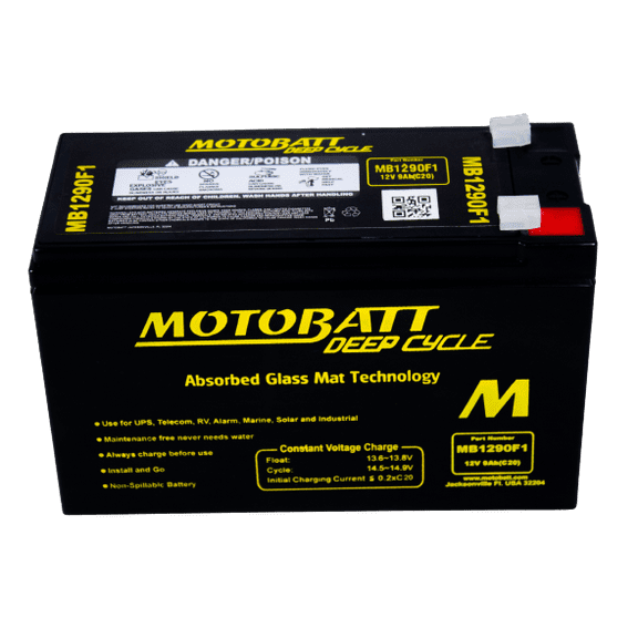 Motobatt MB1290F1 AGM 12v 9ah Universal Battery for Mobility, UPS, Solar, and many other applications