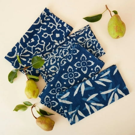 

Indigo Flowers Block Print Napkin Set