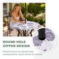thumbnail image 4 of Round Outdoor Tablecloth with Umbrella Hole and Zipper, Purple Coastal Summer Tablecloth with Elastic Waterproof, Coral Shell Starfish Nautical Patio Table Covers for 36" - 44" Picnic Pool Tables, 4 of 9
