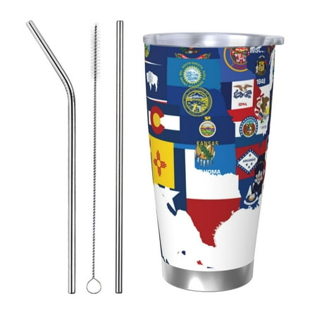 

Vsdgher The Map Of United States 20 Oz Stainless Steel Vacuum Insulated Travel Mug Coffee Cup for Home Office Outdoor Works Great for Ice Drinks and Hot Beverage -Straw Three-piece Set