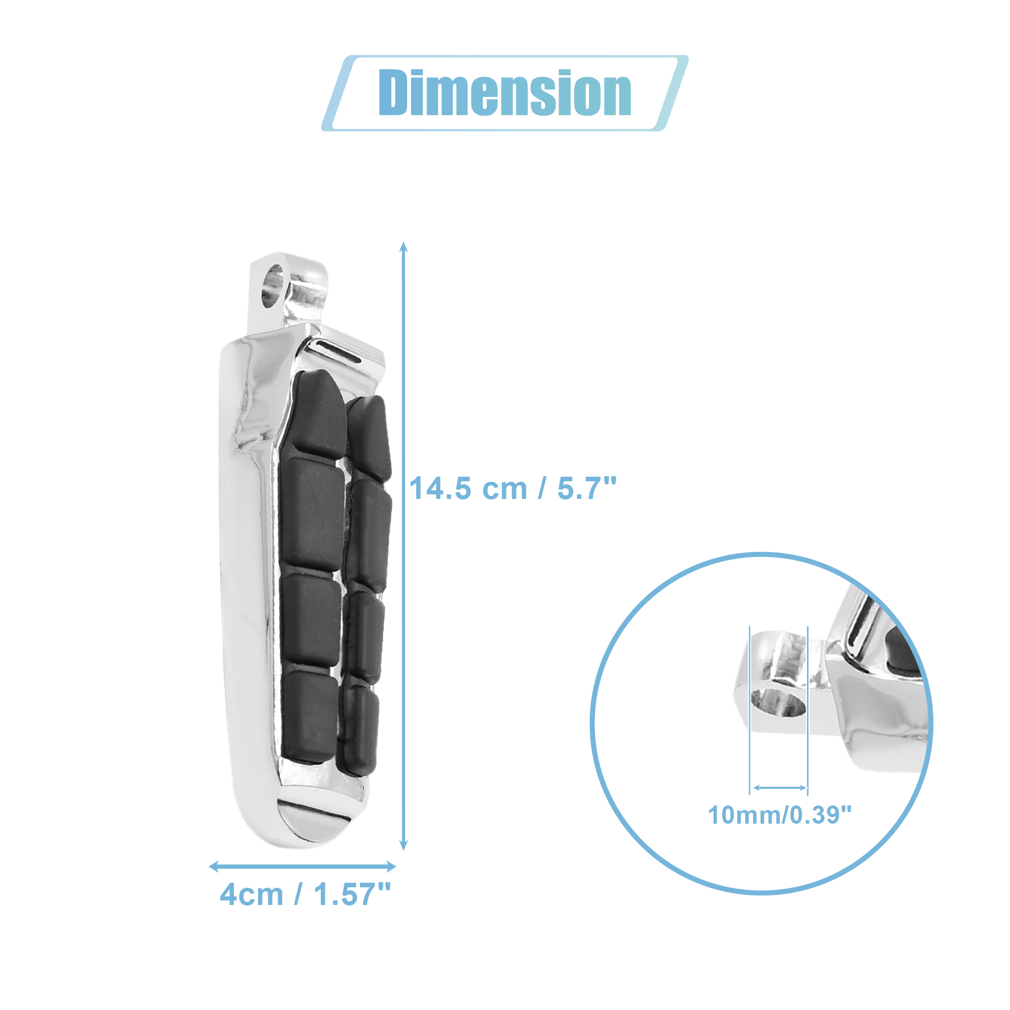 Unique Bargains 2pcs 10mm Hole Dia Chrome Foot Pegs Rest Pedal for Harley Davidson
