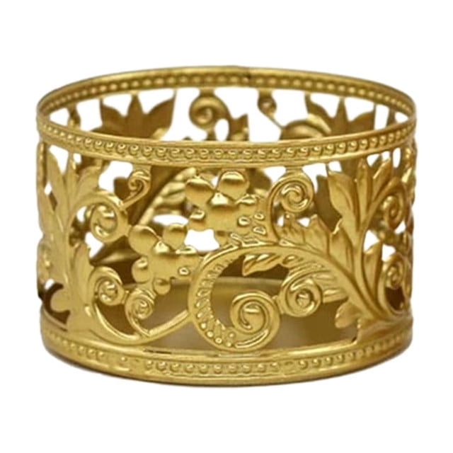 SIYTUAU Golden Openwork Iron Candlestick With Geometric Design For Home Table Decor And Holiday Use 2.4 X 2.4 X 2 Inches D