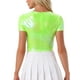thumbnail image 3 of INSPIRE CHIC Crop Tops Metálicos para Mujeres con Manga Corta y Abertura para Fiesta de Halloween Top Brillante Holográfico S Verde Pastel, 3 of 5
