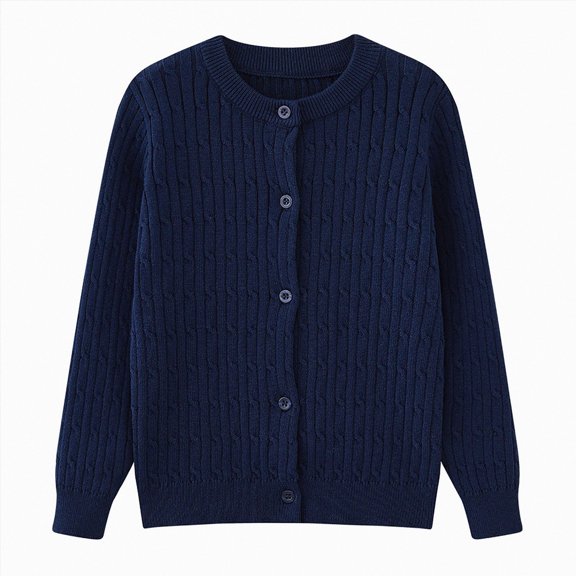 TAmten Kids School Uniform Sweater Girls Cardigan Button Front Long Sleeve Knit Soft Blue,4-5 Years