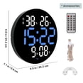 thumbnail image 2 of Minkissy Black LED Digital Wall Clock with Large Numbers Humidity Temperature Week Display Remote, 2 of 7
