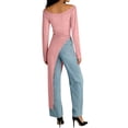 thumbnail image 4 of Gamivast Maxi Dress for Women Scoop Neck Long Sleeve High Slit Tunic Top Longline Shirt Style Casual Outfits Streetwear Fashion Side Split Dress Wear, 4 of 5