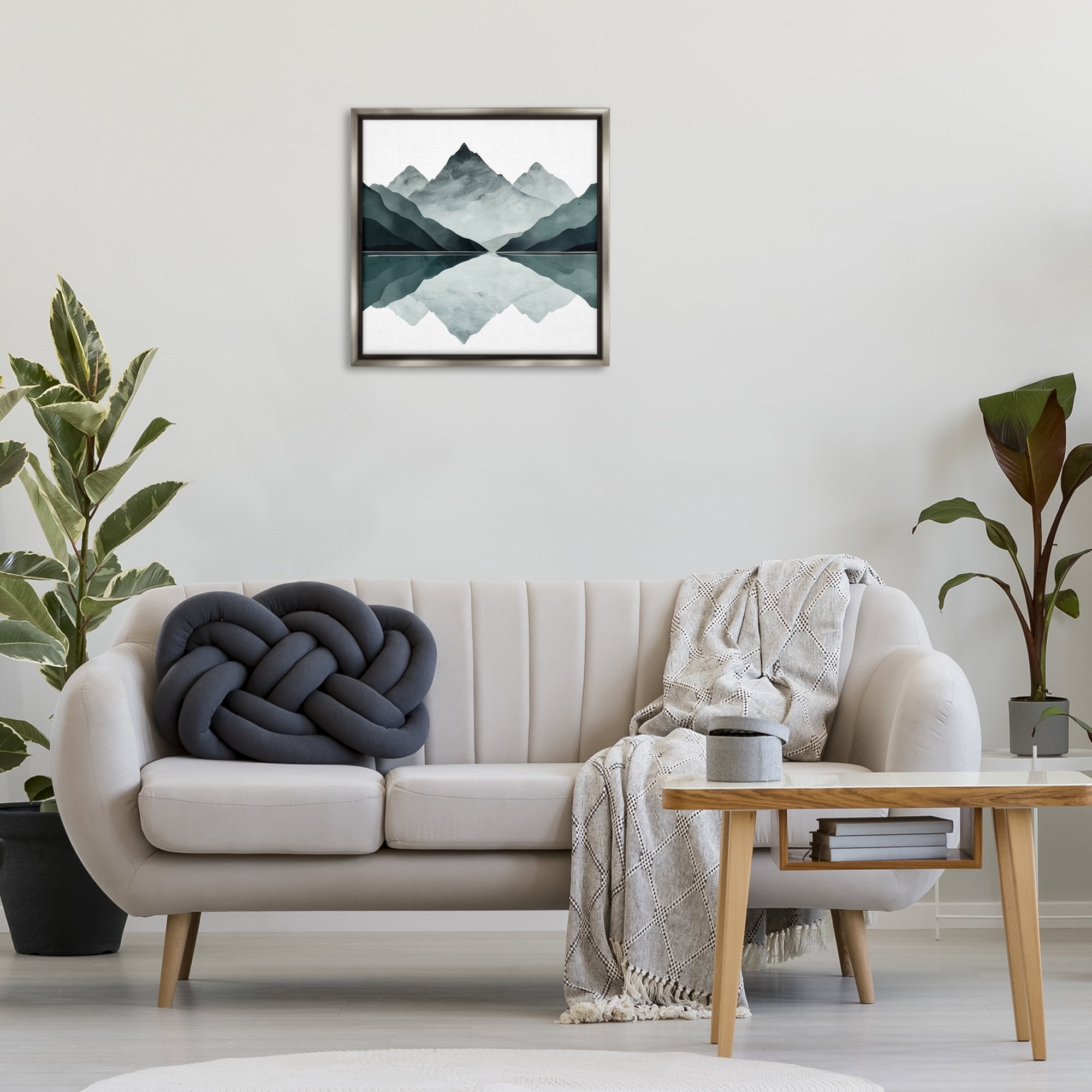 Stupell Industries Earth & Water Landscape Landscape & Nature Painting Gray Floater Framed Canvas Art Print Wall Art, 25 x 25
