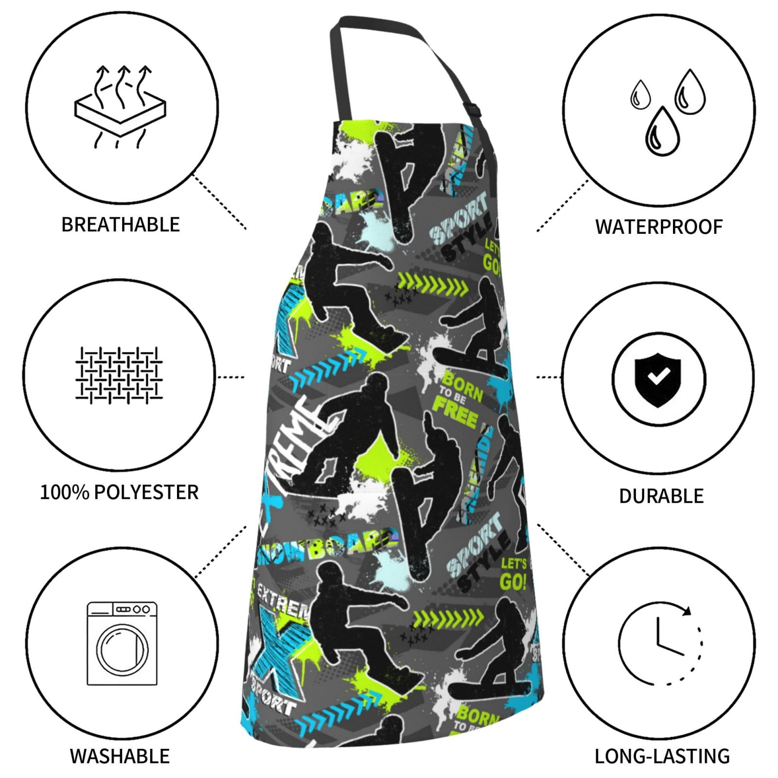 Kdxio sport sonw board Apron with Pockets Adjustable Kitchen Aprons for Men Women Waterproof Aprons for Cooking,Drawing,Crafting, Baking Household Cleaning